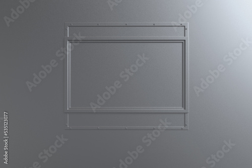 metallic silver wall with frame background 3d rendering