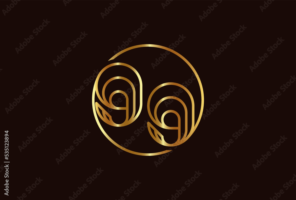 Obraz premium Number 99 Gold Logo, Number 99 monogram line style inside circle can be used for birthday and business logo templates, flat design logo, vector illustration