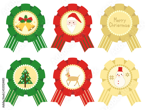 クリスマスをイメージしたロゼットのイラストセット