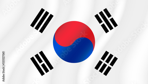 Wavy flag of South Korea. vector