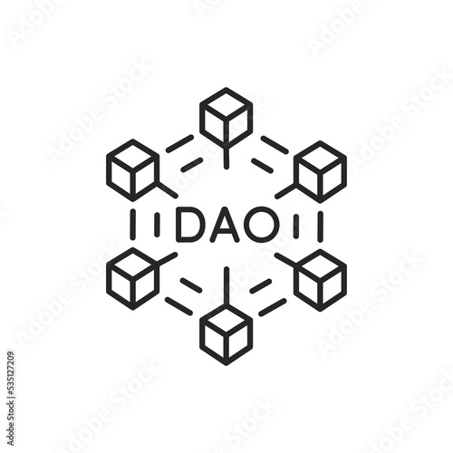 DAO line icon, Decentralized Autonomous Organisation symbol isolated on white background.