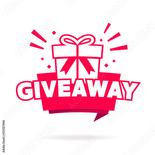 Giveaway with gift box label. vector