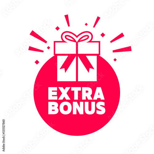 Extra bonus with gift box label. vector