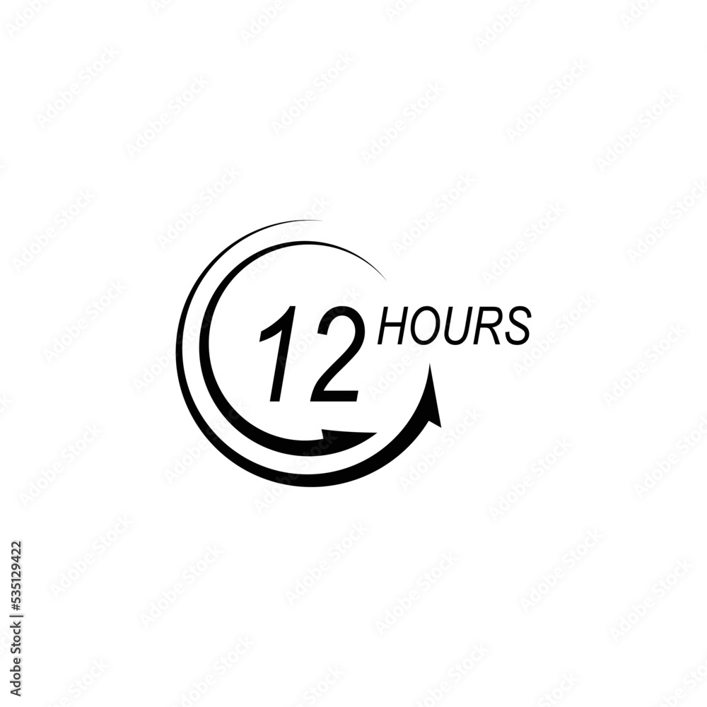 sign of 12, 24, 48 and 72 clock arrow hours logo sign of 12, 24, 48 and 72 clock arrow hours logo