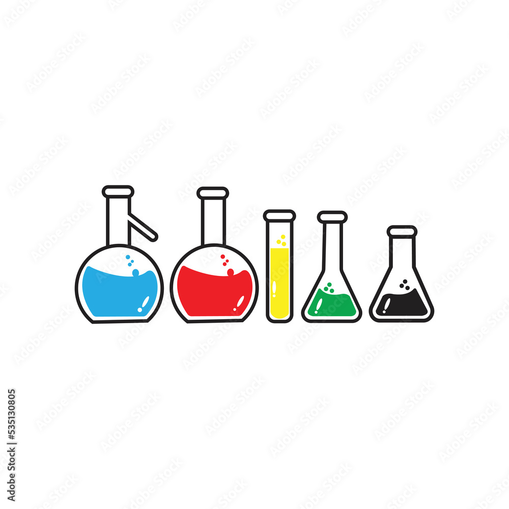 illustration vector graphic of Set of laboratory glassware with different colored chemical liquids on white background. perfect for chemical test collection. illustration vector graphic of Set of laboratory glassware with different colored chemical liquids on white background. perfect for chemical test collection.