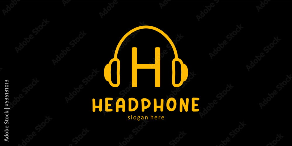 Headphone Logo Design with Letter H