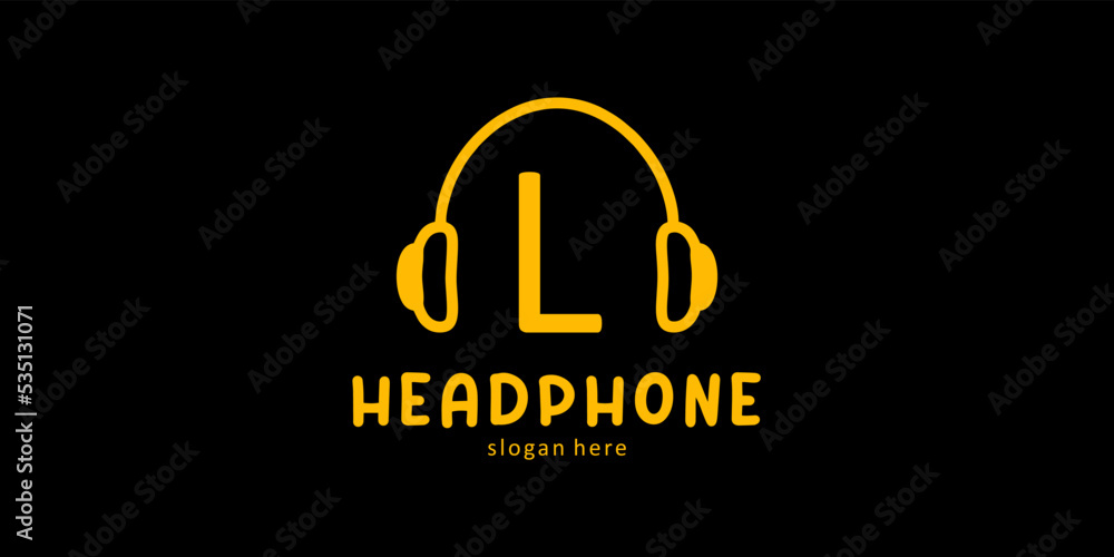 Headphone Logo Design with Letter L Headphone Logo Design with Letter L