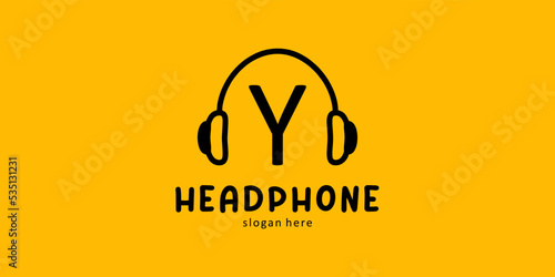 Headphone Logo Design with Letter Y