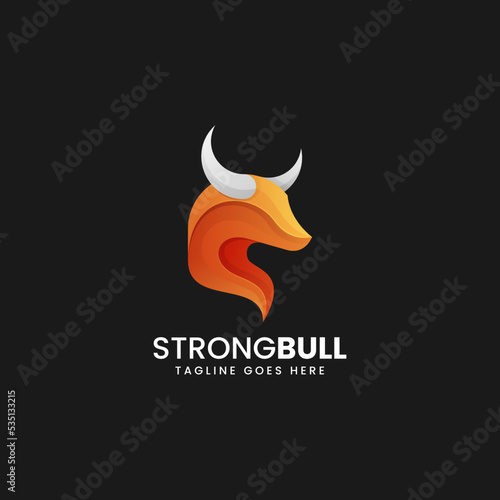 Logo Illustration Strong Bull Gradient Colorful Style