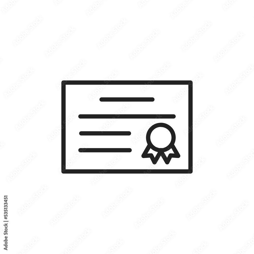 Achievement Award Certificate Line Icon Logo Vector Achievement Award Certificate Line Icon Logo Vector