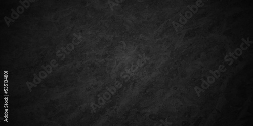 Dark black grunge textured concrete background. Panorama dark grey black slate background or texture. Vector black concrete texture. Stone wall background. 