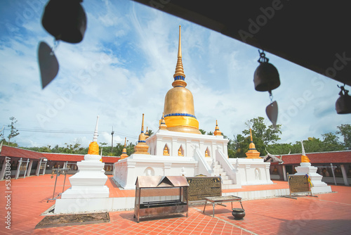 The famous temple Phra That Sawi, one of travel destinations in Chumphon, Thailand.