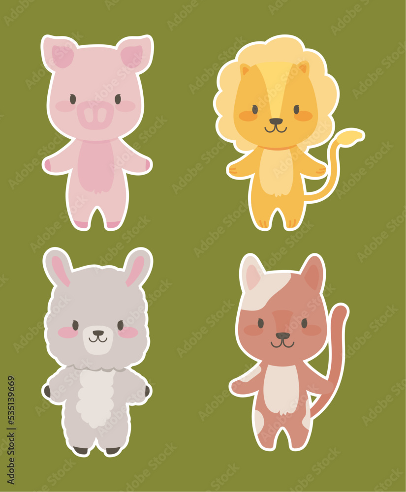 icon set, cute cartoon animals icon set, cute cartoon animals