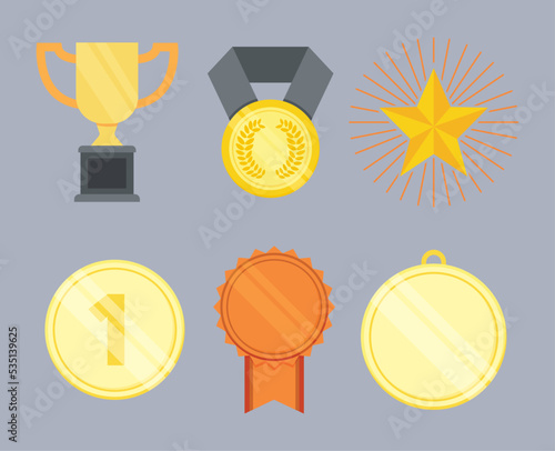 prize medals and trophy, icons