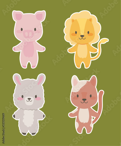 icon set, cute cartoon animals