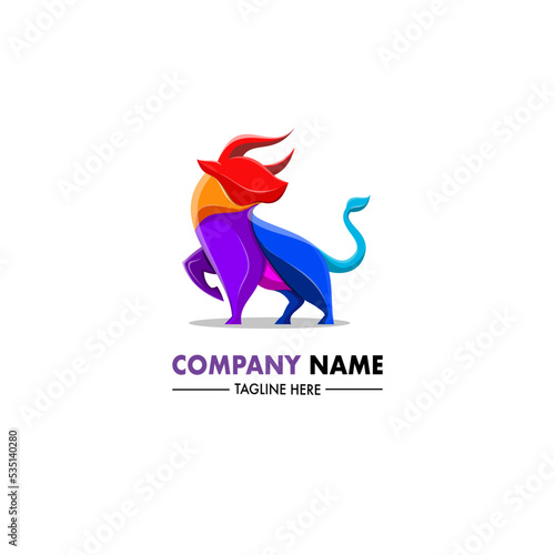 ILLUSTRATION LOGO OFFICE BULL COLORFUL