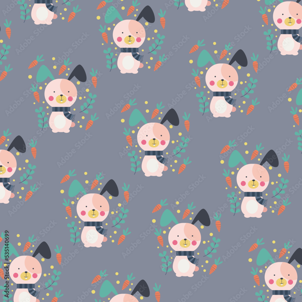 Seamless pattern with cute dog animals. Perfect for kids clothes design