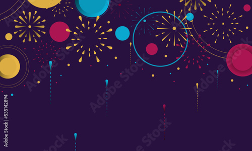 Creative geometric background Simple and various fireworks pattern design in the night sky. Simple pattern design template. vector design.