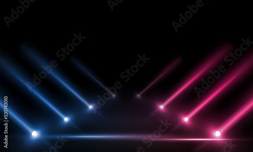 Colorful lights on the stage light floodlights vector design.