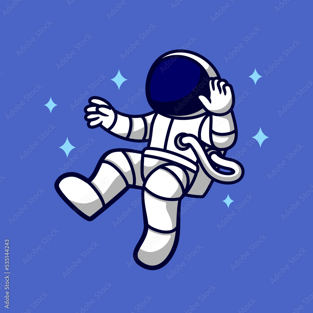Obraz premium Astronaut flying mascot cartoon character, flat design style