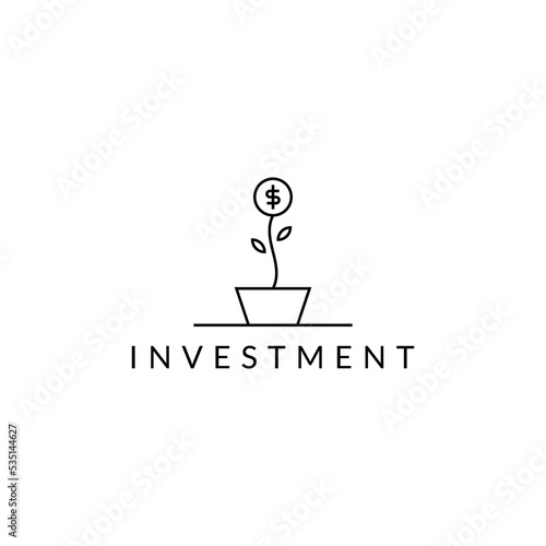 Dollar plant grow logo concept. money flower logo design