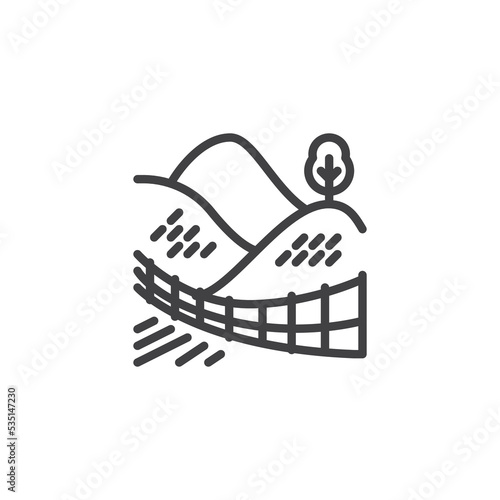 Countryside landscape line icon