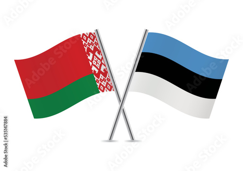 Free Download Belarus and Estonia crossed flags. Belarusian and Estonian flags on white background. Vector icon set. Vector illustration. - GFXLoad