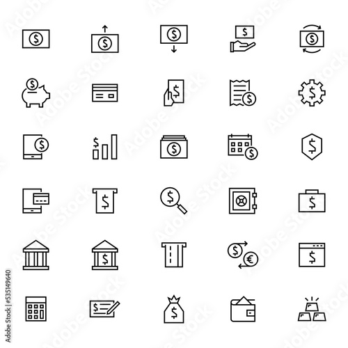 Finance banking vector icons set