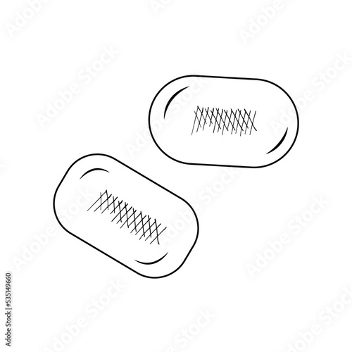 Two bars of solid soap. Doodle black and white illustration