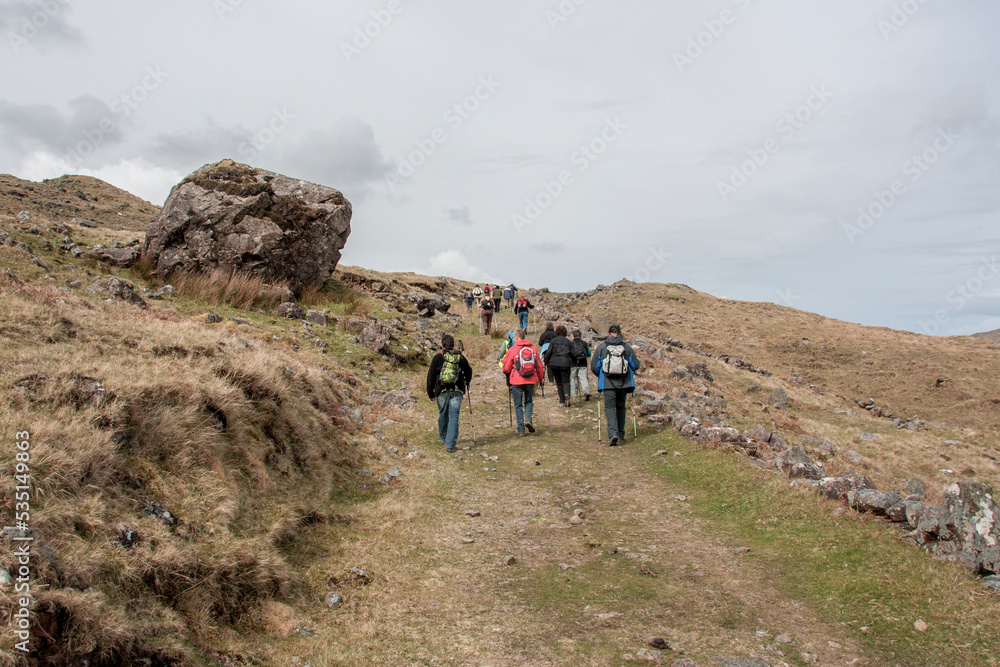 Reisegruppe, Erlebnis Urlaub Wanderung im Killary Fjord, Connemara National Park. Irland-Ireland	