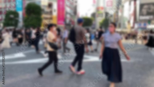 Wallpaper Mural 横断歩道を渡るたくさんの人々　東京　10月　休日　ぼかし　スロー Torontodigital.ca