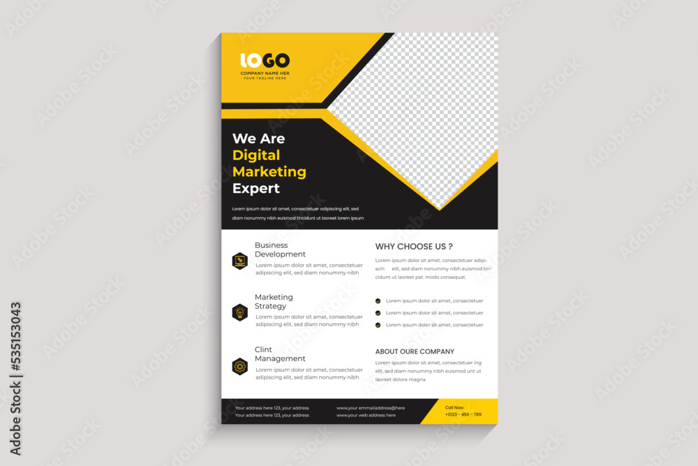 Obraz premium Modern minimal and creative corporate business digital marketing agency concept flyer template
