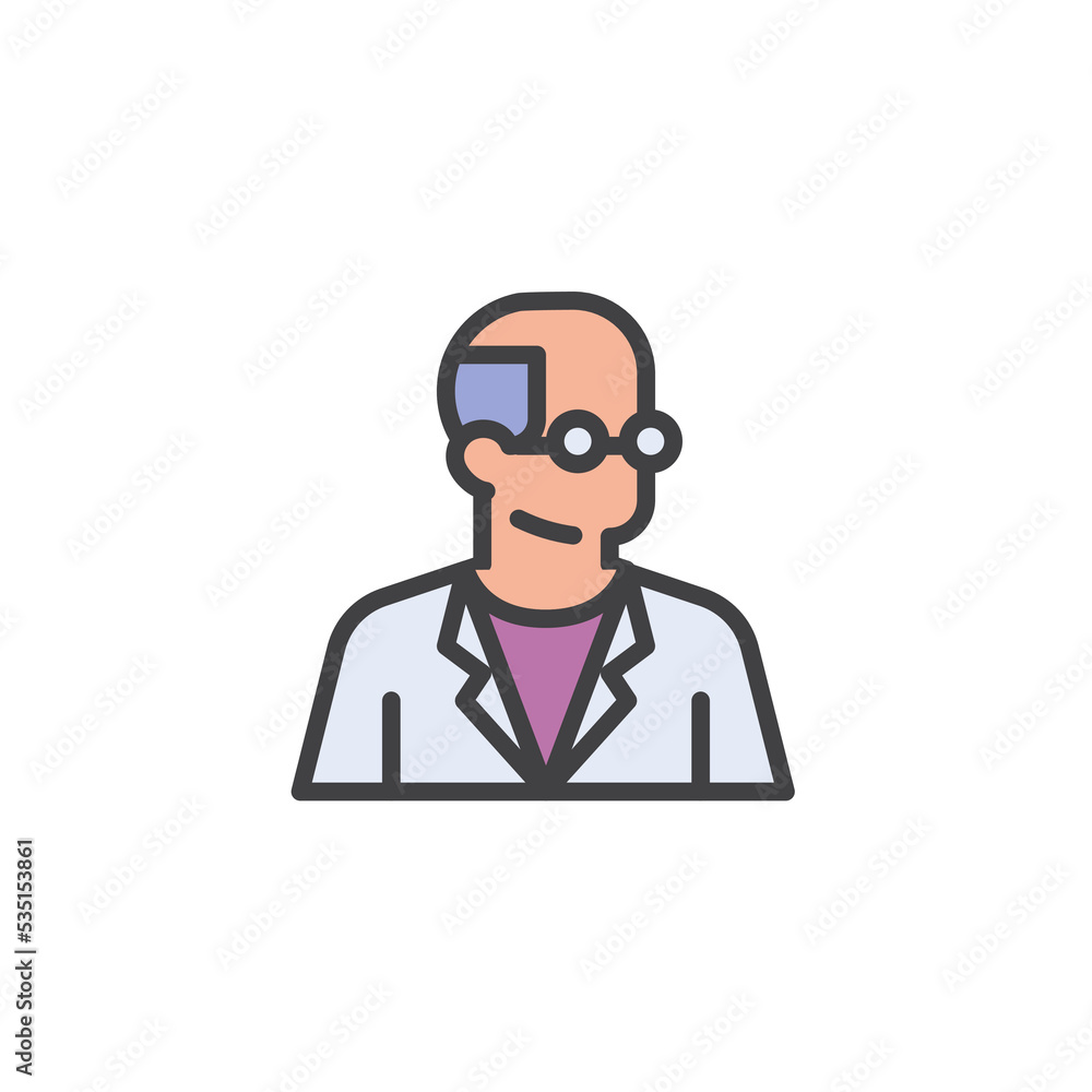 Scientist avatar filled outline icon