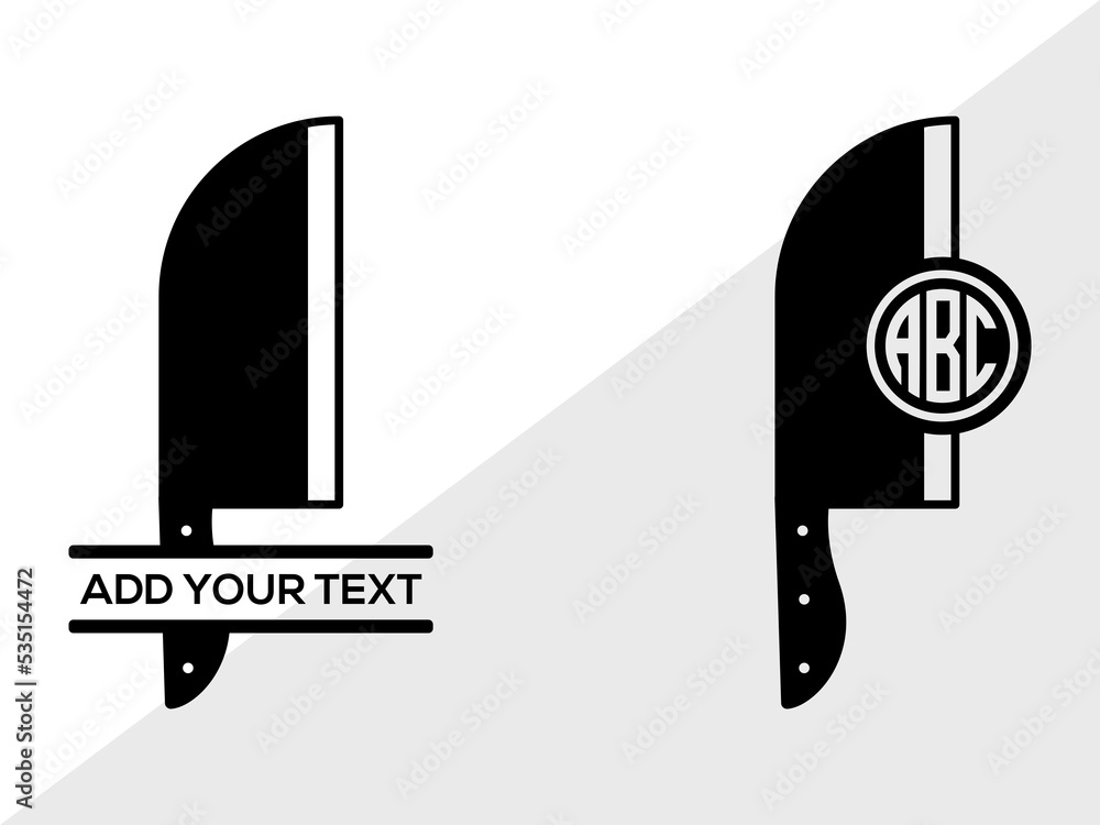 Chef Knife Monogram SVG, Butcher Knife Svg, Cross Butcher Knife Svg