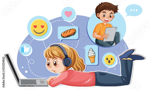 A girl browsing social media