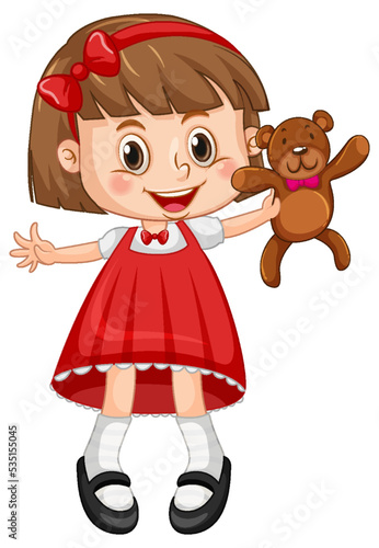 Little cute girl in red dress