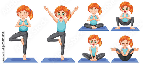 Set of yoga postures
