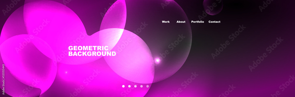 Neon glowing bubbles, circles magic energy space light concept, abstract background wallpaper design