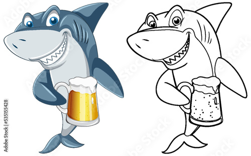 Doodle animal character for shark