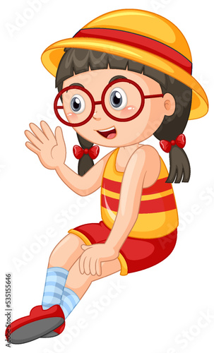 Cute girl wearing glasses cartoon character