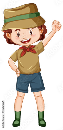 Camping boy cartoon character