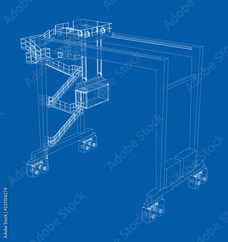 Port cargo crane. Vector