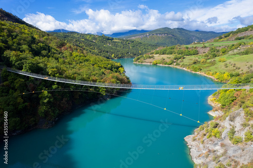 Εκτύπωση καμβά Famous himalayan footbridge crossing the Drac near Lake Monteynard