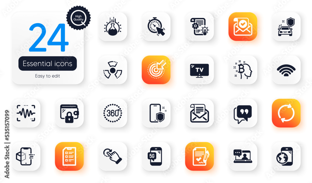 Set of Technology flat icons. Friends chat, Tv and Mail newsletter elements for web application. Chemical hazard, Timer, Wallet icons. 5g phone, Chemistry experiment. Square buttons with icon. Vector Set of Technology flat icons. Friends chat, Tv and Mail newsletter elements for web application. Chemical hazard, Timer, Wallet icons. 5g phone, Chemistry experiment. Square buttons with icon. Vector