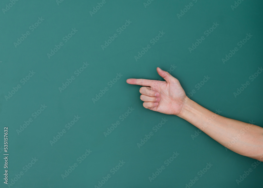 Hand point at the blank of blackboard Hand point at the blank of blackboard