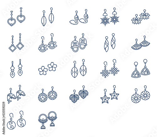 Earrings and jewellery icon set