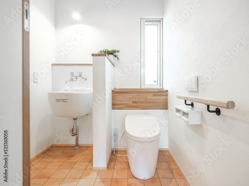 新築住宅の綺麗なスロップシンク付きのトイレ Fototapet