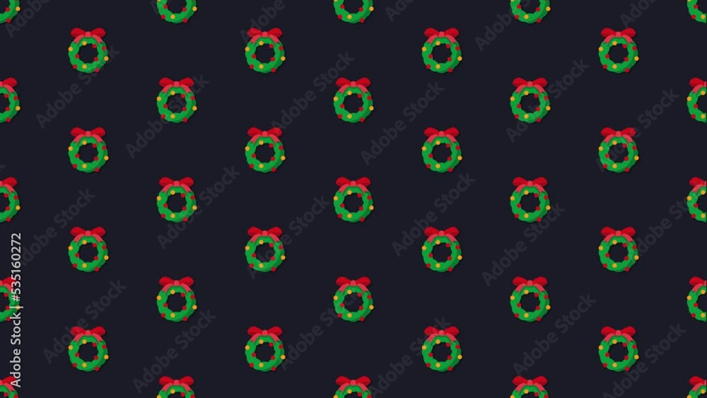 Christmas Wreath Dark Blue Animated Loop Background 4K Christmas Wreath Dark Blue Animated Loop Background 4K
