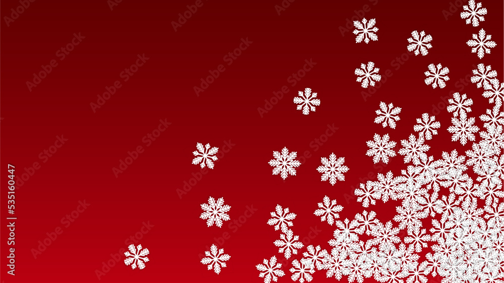 Christmas Vector Background with Falling Snowflakes. Isolated on Red Background. Realistic Snow Sparkle Pattern. Snowfall Overlay Print. Winter Sky. Papercut Snowflakes. Christmas Vector Background with Falling Snowflakes. Isolated on Red Background. Realistic Snow Sparkle Pattern. Snowfall Overlay Print. Winter Sky. Papercut Snowflakes.
