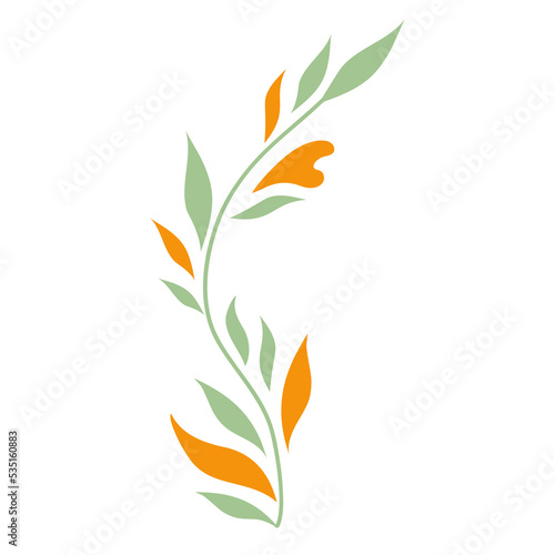 Abstract outline leaves. Transparent PNG.